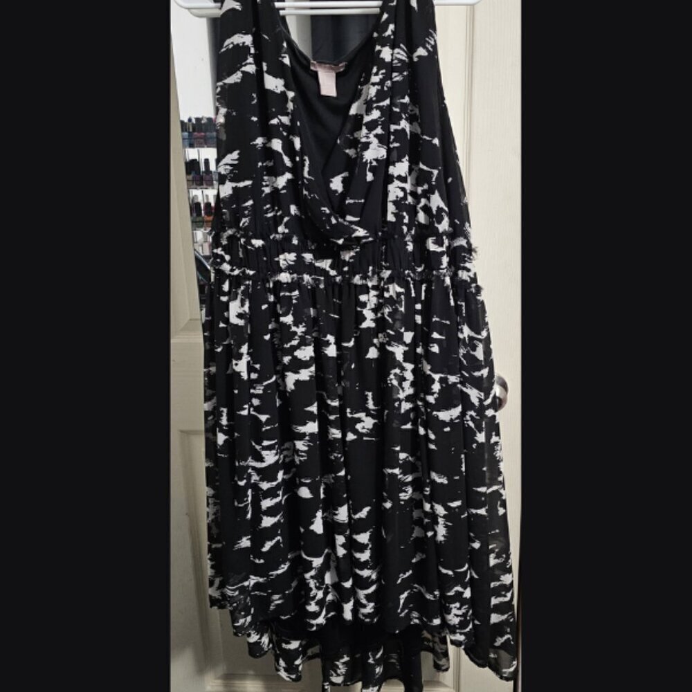 H&M - Surplus Black and White Paint Brush Pattern Dress - 4X